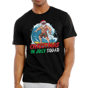 Funny Gifts For Men - Christmas In July Squad,  Santa Surfing, Summer Gifts - Mens T-Shirt