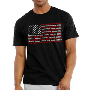 USA Flag State Names T-shirt Patriotic 4th of July US Independence Day T-Shirt MLN3220TS