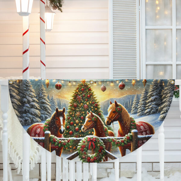 Horse Christmas Farm Non-Pleated Fan Flag MLN4478FL