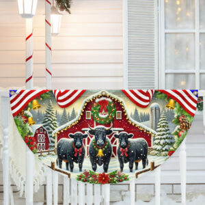 Angus Cattle Christmas Black Angus Cow Farm Animals Non-Pleated Fan Flag TQN4202FL