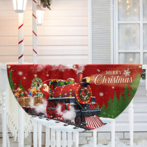 Christmas Santa Train Santa Claus Non-Pleated Fan Flag MLN4233FL