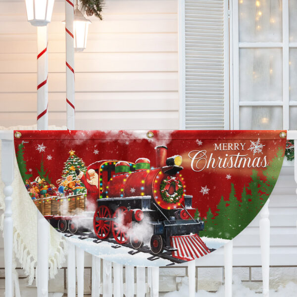 Christmas Santa Train Santa Claus Non-Pleated Fan Flag MLN4233FL