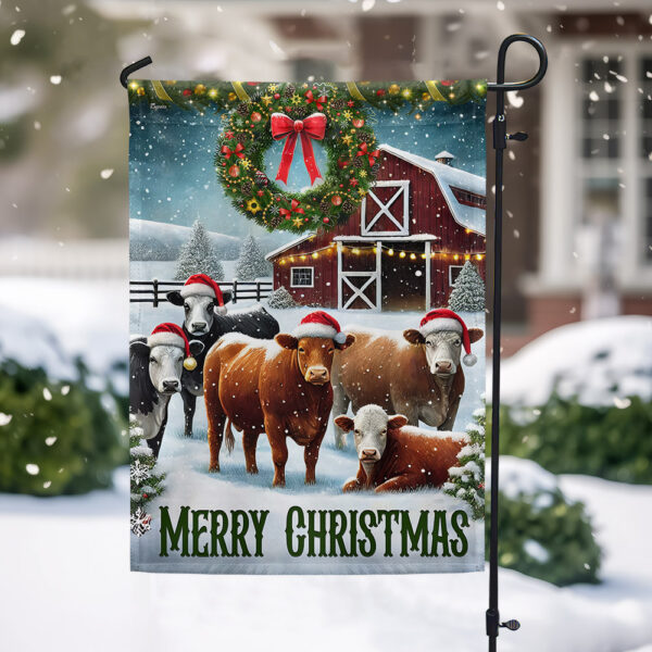 Cow Cattle Farm Christmas Flag MLN4290F