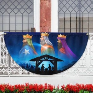 Nativity Three Wise Men We Three Kings Jesus Christmas Non-Pleated Fan Flag TQN3901FL