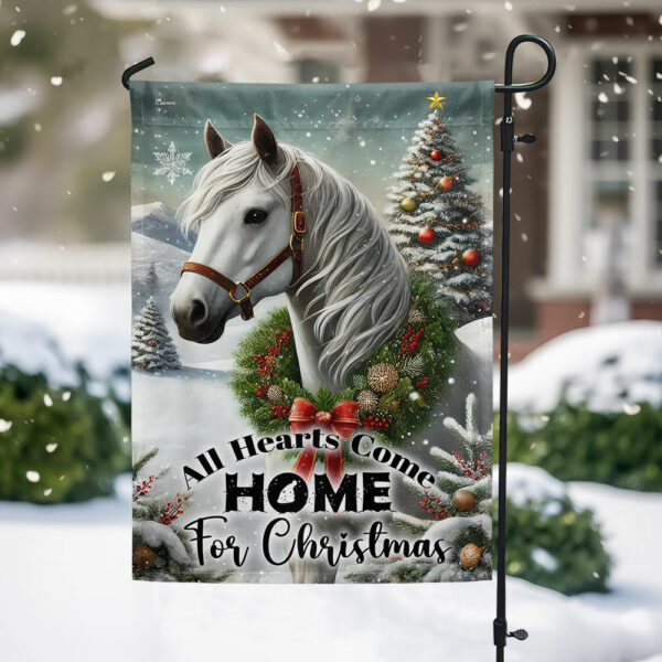 Horse Christmas Flag All Hearts Come Home For Christmas Flag MLN4162F